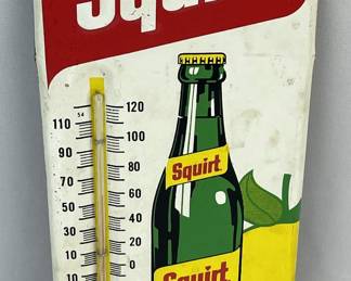 Vintage 1971 Squirt "Never an After-Thirst Enjoy Squirt" Advertising Sign Thermometer WORKS