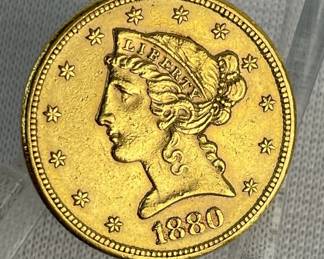 1880-S US $5 Liberty Head Gold Half Eagle Coin