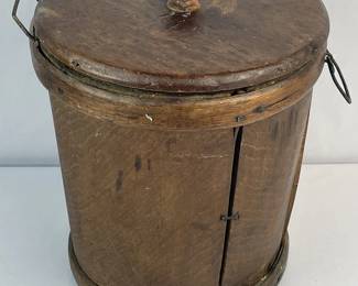 Antique 19th Century Primitive Firkin Bucket w/ Tin Interior and Wood Cover