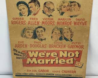 Vintage Original 1952 "We're Not Married" 20th Century Fox Pictures Window Card Poster (Marilyn Monroe, Ginger Rogers, Zsa Zsa Gabor, Etc..)