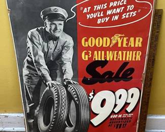 RARE Vintage 1930's Goodyear G3 All Weather Tires "At This Price You'll Want To Buy in Sets" Advertising Poster