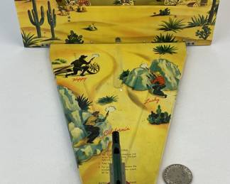 Vintage c. 1950 Automatic Toy Co. Hopalong Cassidy Shooting Gallery Tin Litho Wind-Up Toy