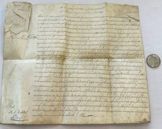 Authentic Original 1792 The Commonwealth of Pennsylvania Northumberland County Vellum Land Grant SIGNED by Signer of the Constitution & 1st PA. Gov. Thomas Mifflin, Oliver Pollock, Revolutionary War Colonel John Nixon)