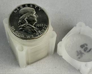 1963 Franklin US $.50 Half Dollar 90% Silver $10 Roll 20 Coins PROOFS