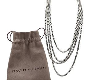 David Yurman 14k Gold Sterling Long Box Chain Necklace