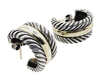 David Yurman 14k Gold Sterling Signature Cable Hoop Earrings