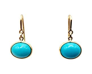 18k Gold Turquoise Drop Earrings