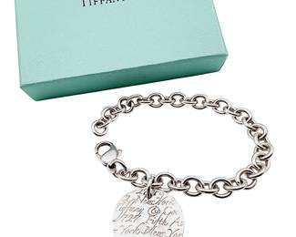 Tiffany & Co. Sterling Fifth Ave. Notes Tag Charm Bracelet
