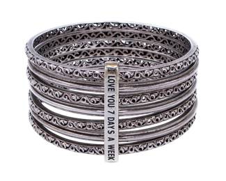 Charles Krypell Sterling 'I Love You 7 Days A Week' Bangle Bracelet Set