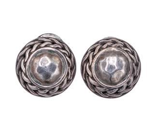 John Hardy Sterling Hammered Weave Stud Earrings