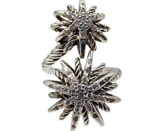 David Yurman Starburst Sterling Diamond Bypass Ring