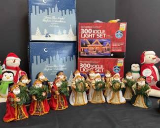 Christmas Theme 300 Icicle Lights 2, Nortake Place Settings 6, Hallmark Stuffed Decorations 