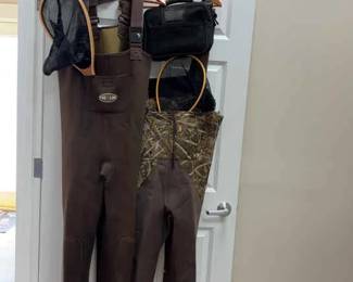 Chest Waders 2, Wooden Trout Nets 2, Fly Organizer 