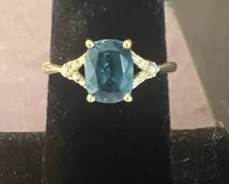 London Blue Topaz Ring Set In 10k Gold Size 7