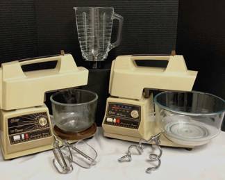 Two Vintage Oster Regency Electric Mixers And A Blender Cup