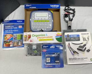 Brother PTD200G IOgear 2 Port HD Cable Switch With Logitech Webcam  One Ear Microphone