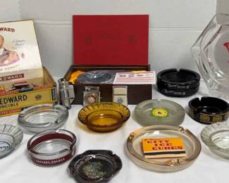 Vintage Ashtrays lighters, King Edward Tobacco Box With Matches