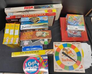 Various Vintage And Modern Board Games From Parker Brothers Also Puzzles And SpongeBob Construction 