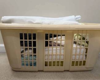 Laundry Basket with Assorted Bedding Towels