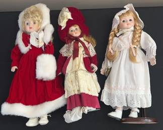 3 Dressed Up Girls Collection Of Dolls