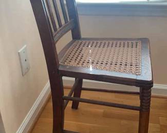 Dark Wood Chair With Wicker Seat