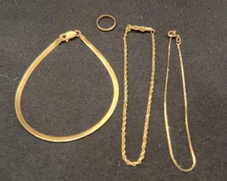 14kt Gold Bracelet Collection and 10kt Gold Ring 