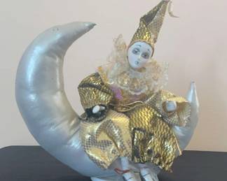 Vintage Clown Pierrot On The Moon Music Box