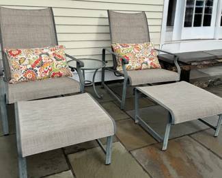 Brown Jordan chairs with ottomans