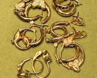 Selection of 14K gold earrings