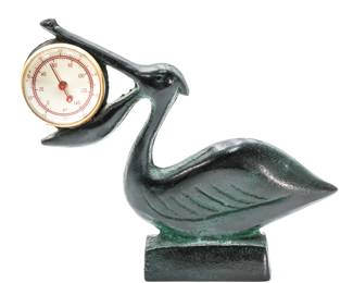 Metal Pelican w/Thermometer