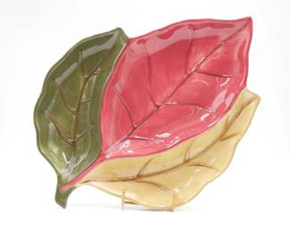 Home Trends Ceramic 3 Section Maple Leaf Plate