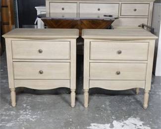 Pair of Living Spaces Deliah Wood 3-Drawer Nightstand with USB