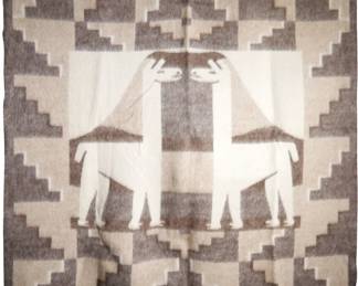 Vintage Reversible Peruvian Alpaca Wool Blanket