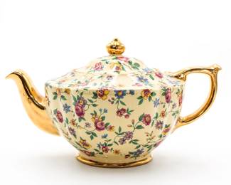 Sadler Chintz Wildflower Gilded Porcelain Teapot