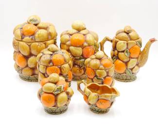 Vintage Inarco Japan 7-Piece "Oranges" Ceramic Table Set