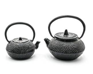 Pair of Miniature Cast Iron Teapots