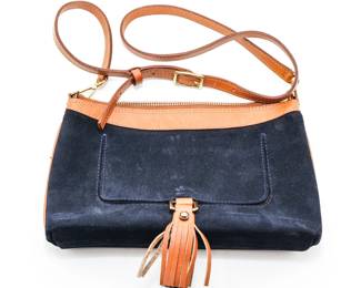 Coronado Black Suede & Tan Leather Clutch Handbag