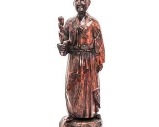 Carved Wood 11" Woman Statuette