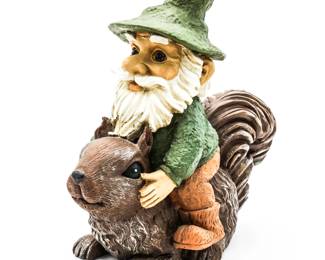 Gnome Riding Squirrel Figurine