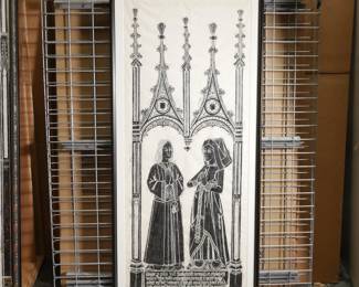 Framed Brass Rubbing Of Medieval Couple
