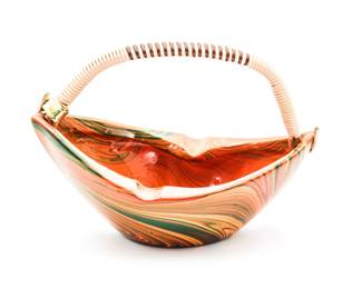 Striped Orange Ceramic Ashtray Basket