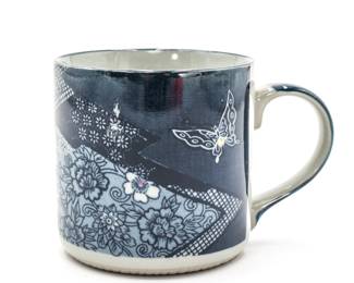 Small Stoneware Teacup w/Butterfly & Floral Motif