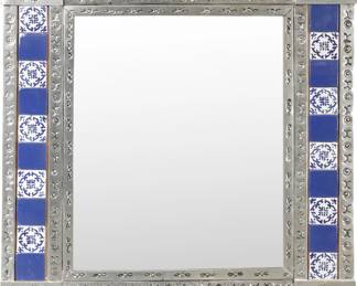 Punched Tin & Talavera Tile Wall Mirror
