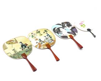 Lot of 4 Japanese Paper Fans