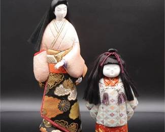 Pair of Vintage Japanese Hand-Made Geisha Dolls