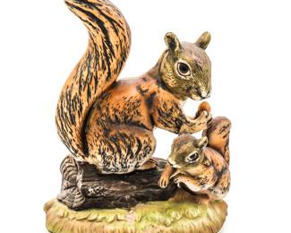 Ceramic Squirrel & Baby Figurine