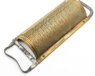 "Adamant" Large Brass Double Handled Half Round Kitchen Grater