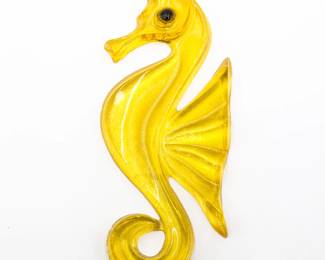 Glittery Yellow Resin Seahorse