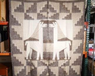 Vintage Reversible Peruvian Alpaca Wool Blanket