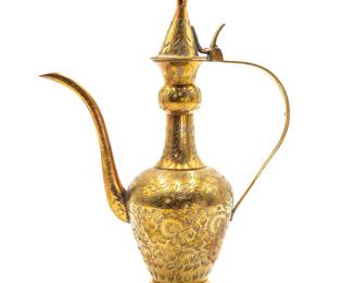 Engraved Brass Pitcher w/Lid